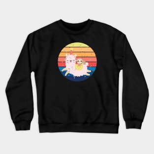 Cute Sloth Sleeping On Llama - Best Friend Crewneck Sweatshirt